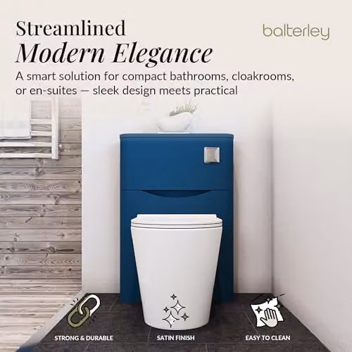 Balterley Blue Floor Standing Back To Wall WC Unit with Soft Square Recessed Front, W/D/H: 55.0 x 20.5 x 80.0 cm – 2