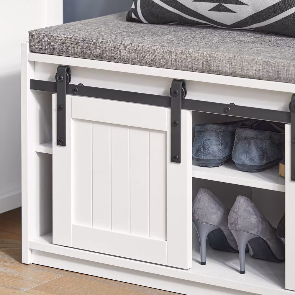 SoBuy Modern Entrance Bench and Shoe Rack with Storage in White, Grey or Black, W: 120 cm – 5