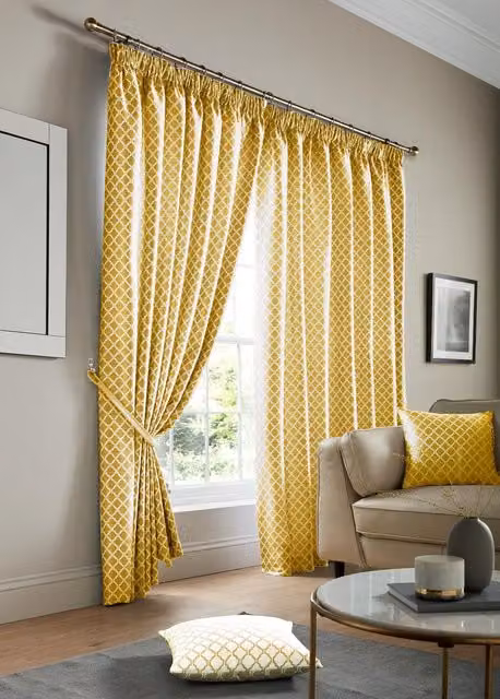 Terrys Cotswold Lined Ready Made Pencil Pleat Curtains in Ochre Yellow