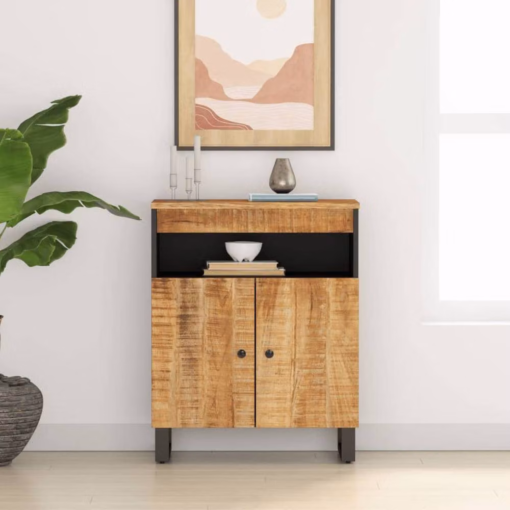 Berkfield Home Industrial Mango Wood Sideboard with 2 Doors, Brown, W: 60 cm, D: 33 cm, H: 75 cm – 2