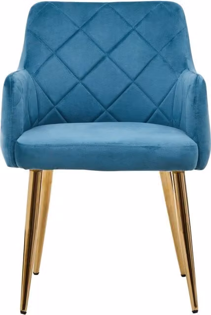 Orsina Tamzin Modern Velvet Dining Chair in Light Blue with Gold Metal Legs – 1