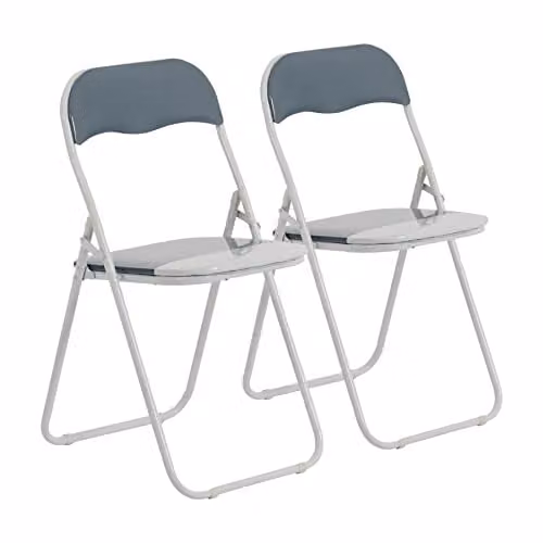 Harbour Housewares Padded Folding Chairs in Grey, Pack of 2