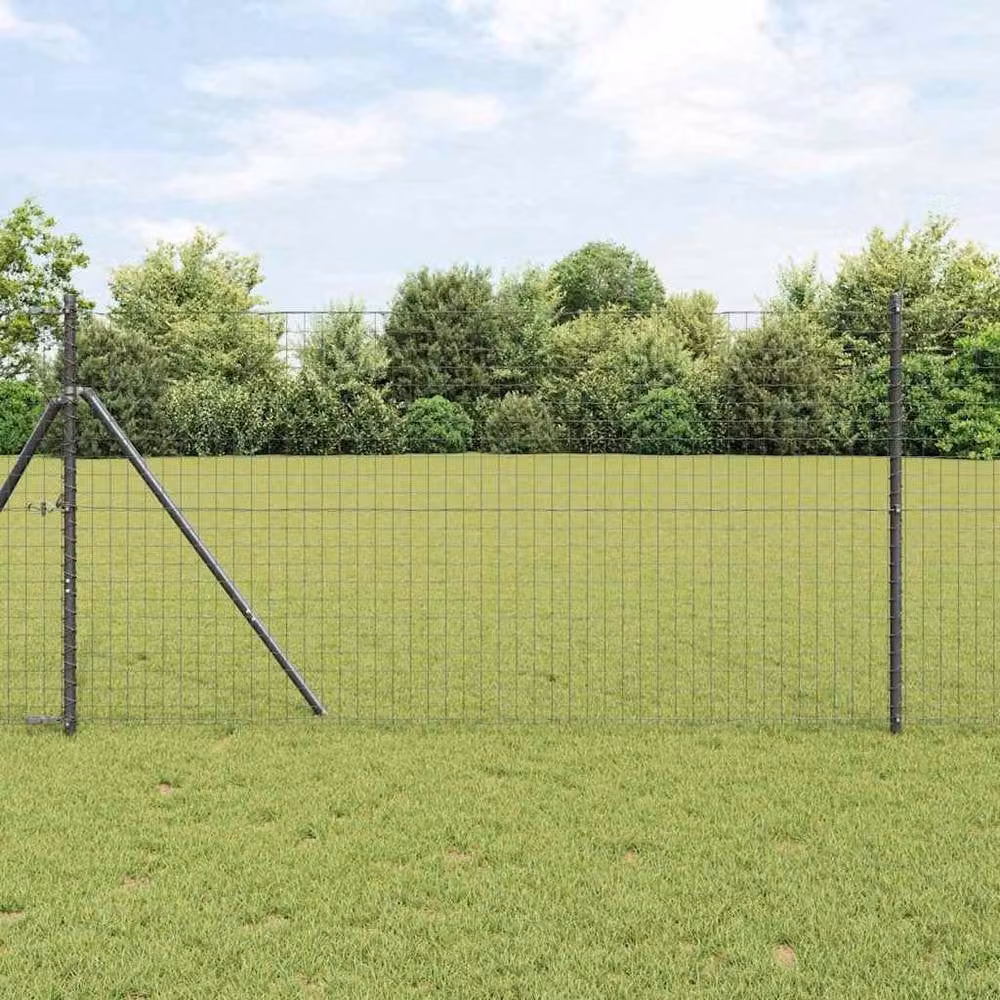Berkfield Home Modern Euro Steel Fence, Grey, 1.4 x 10 m – 2