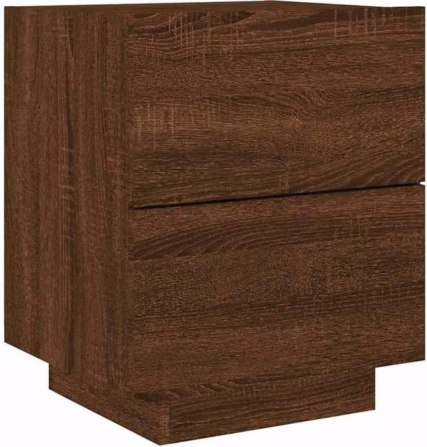 Berkfield Home Decorative Bedside Cabinet with Integrated LED Lights in Brown Oak