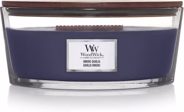 Woodwick Ellipse Hinoki Dahlia Scented Candle, Blue, 50 g