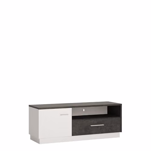 Furniture To Go Zingaro 1 Door 1 Drawer TV Cabinet in Grey and White, W/D/H: 133.1 x 21.5 x 22.0 cm