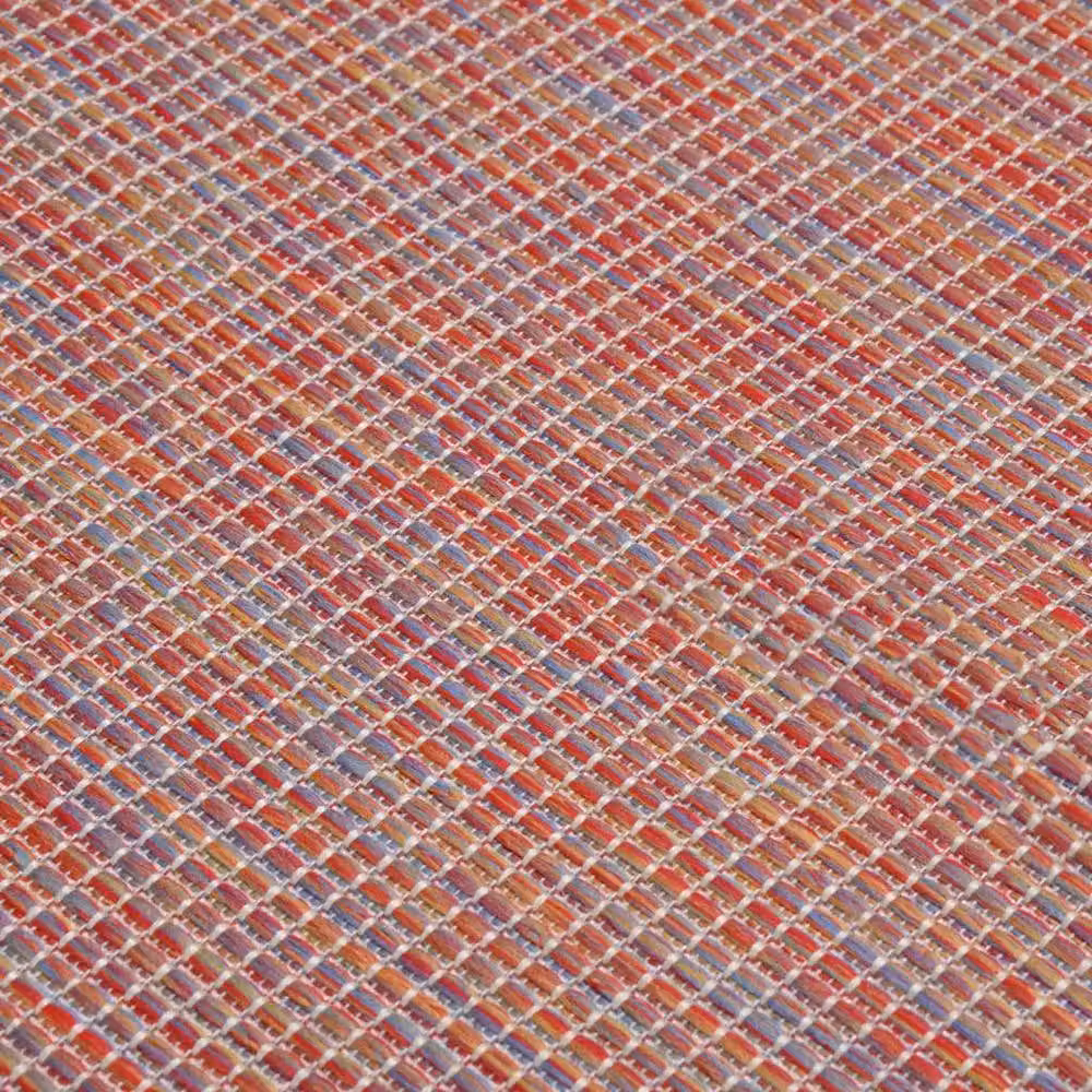 Berkfield Home Red Outdoor Flatweave Round Rug, Diameter: 100 cm – 3