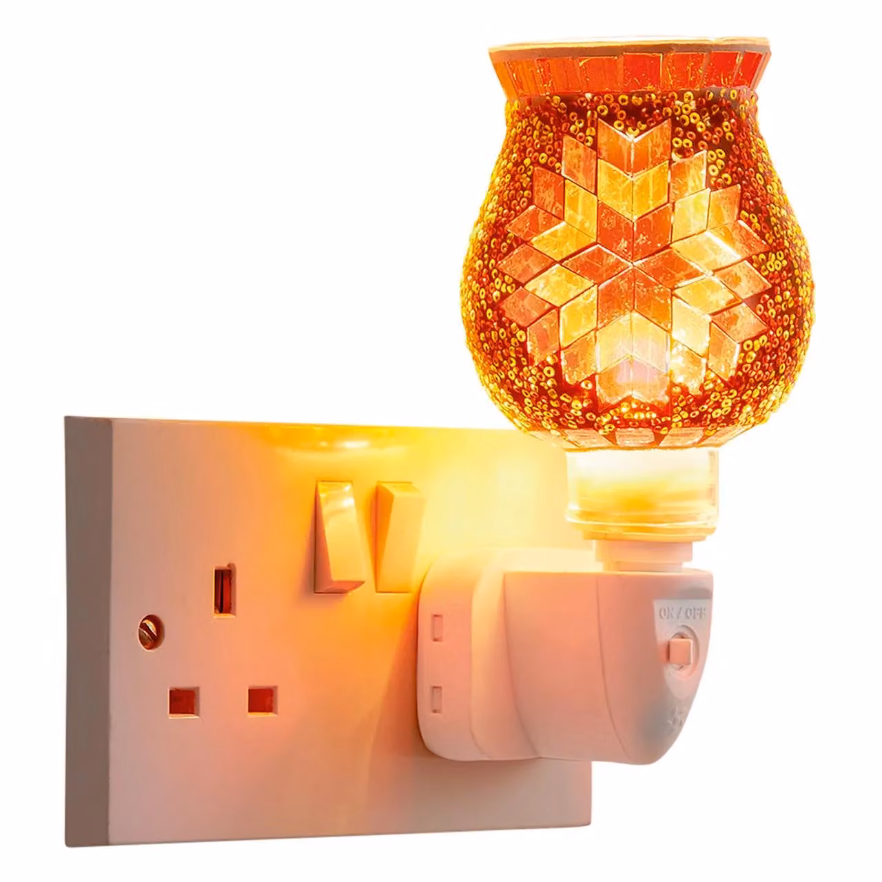 mysmartbuy Marrakesh Moroccan Style Night Light with Orange Multicolour Glass Mosaic, H14.5 x W10 x D7.5 cm – 2
