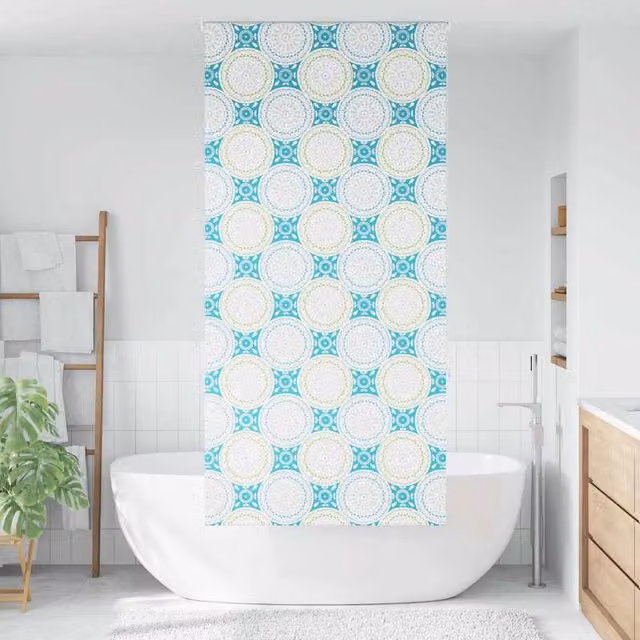 Berkfield Home Blue Opaque Shower Roller Blind, W: 100 cm, H: 240 cm