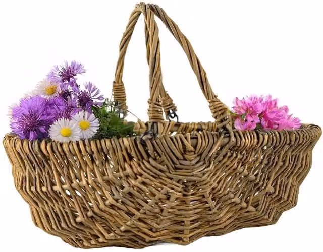 VOGREX Natural Willow Garden Trug Harvest Basket with Folding Handles in Brown – 1