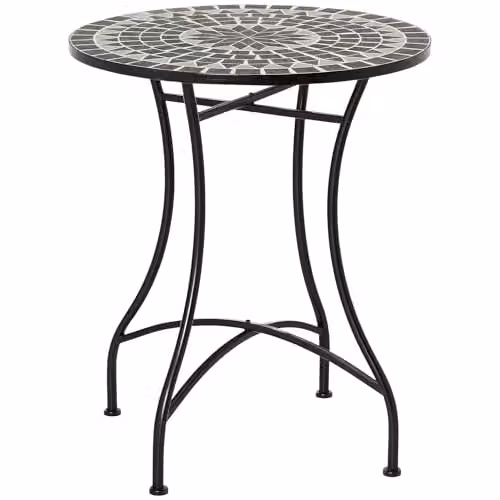 Outsunny Mosaic Garden Side Table with Ceramic Top, Grey and Green, Diameter: 60 cm, Height: 71 cm – 1
