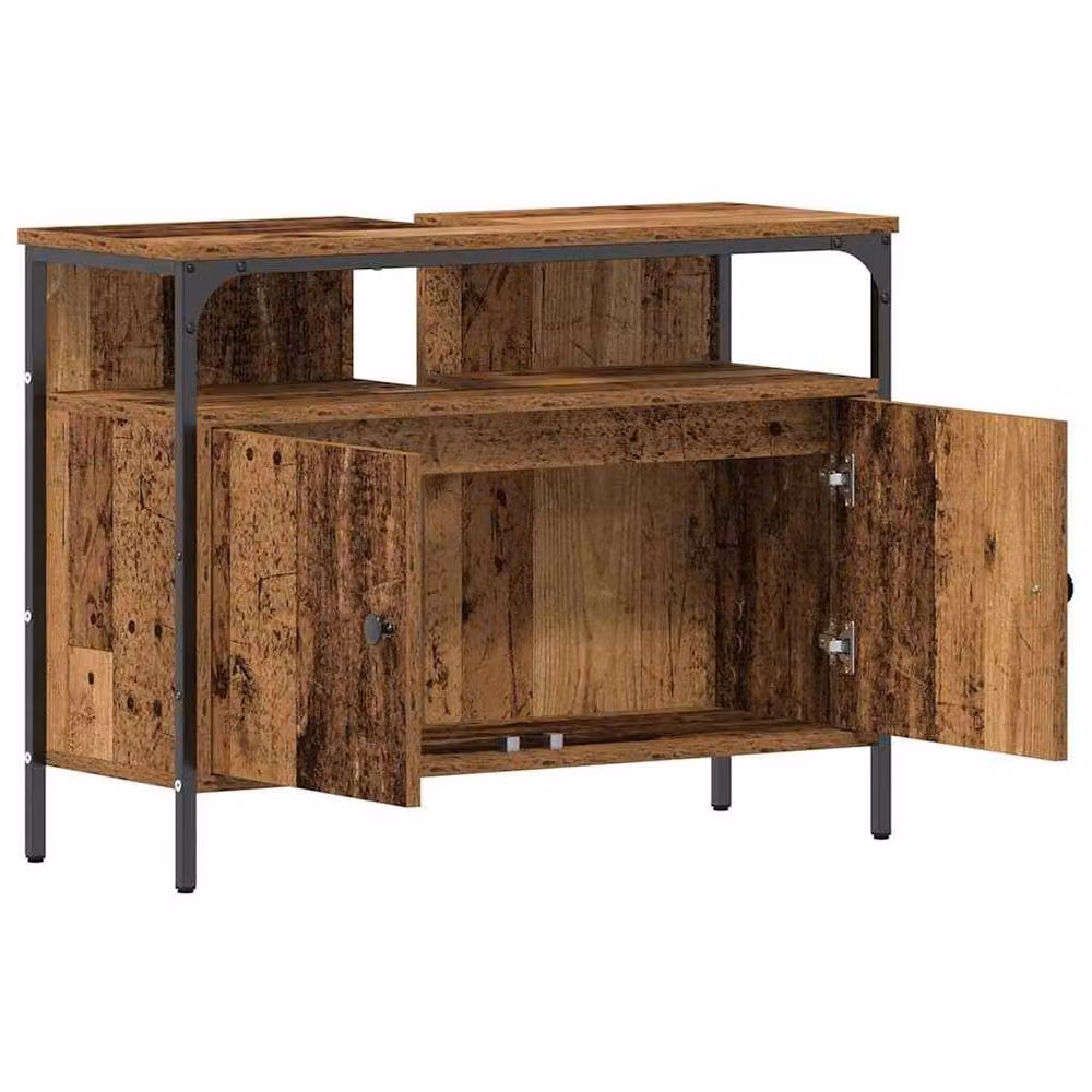 Berkfield Home Rustic Brown Bathroom Sink Cabinet in Engineered Wood W: 80 cm, D: 30 cm, H: 60 cm – 4
