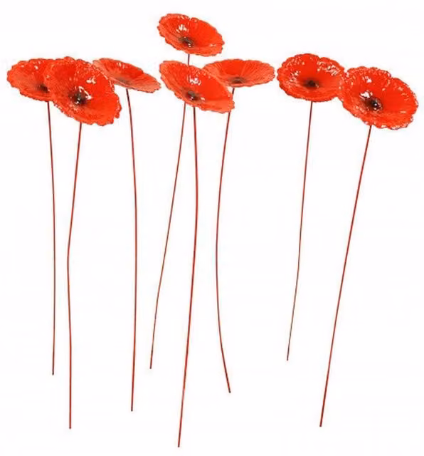 Betley Butterfly Red Poppy Steel Metal Flower Garden Stake