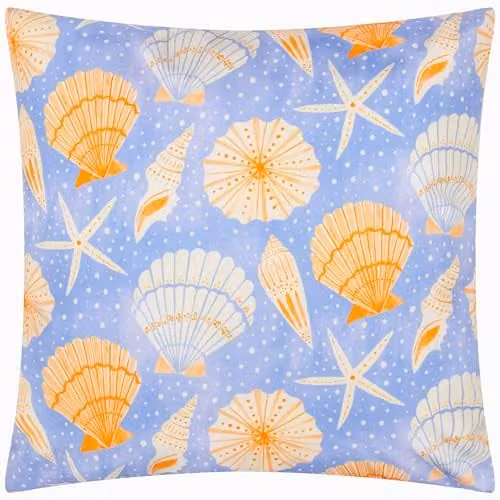 Riva Home Sea Shells Nautical Blue Decorative Outdoor Cushion, W/D/H: 45 x 45 x 45 cm