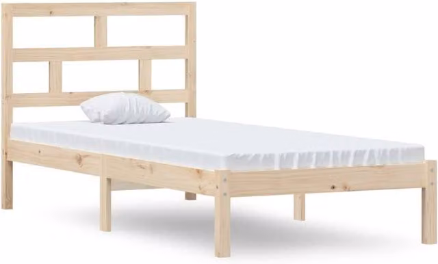 Berkfield Home Single Solid Pine Wood Bed Frame, Beige, W: 90 cm, L: 190 cm