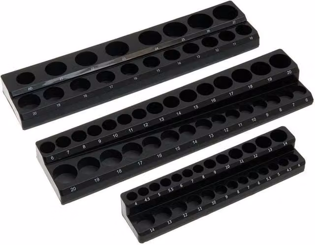 EONLION 3-Piece Black Plastic Socket Organizer Storage Holder Set, Width: 50 cm – 1