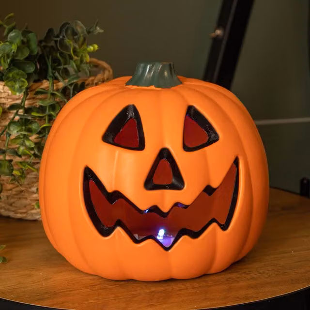 Samuel Alexander Orange Battery Operated Light Up Pumpkin Lantern with Multi-Coloured LEDs, H: 21 cm – 1