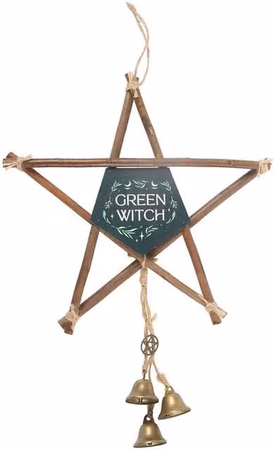 Something Different Green Witch Pentagram Hanging Decoration in Bright Green