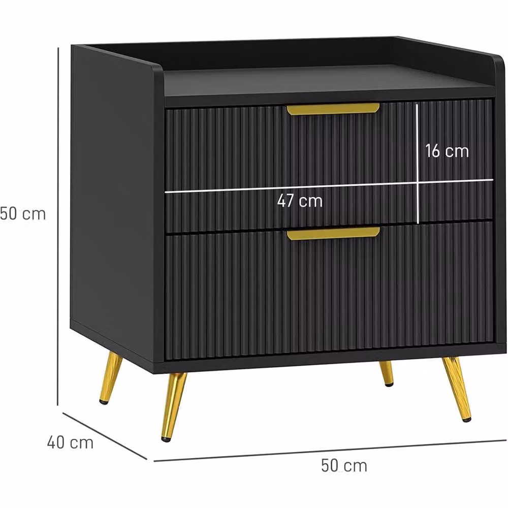 Nordara Black Bedside Cabinet with Drawer, Modern Bedroom Side Table and Nightstand, W: 60 cm x H: 100 cm – 2