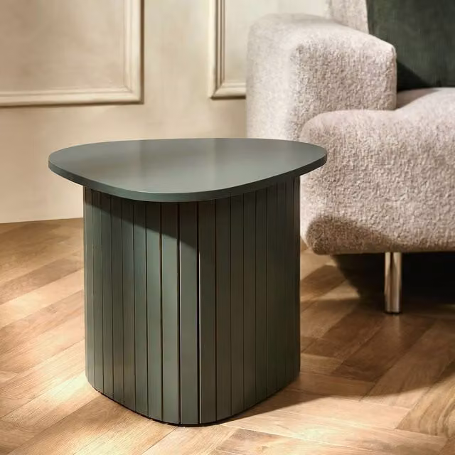 OHS Madison Ribbed Round Side Table in Green