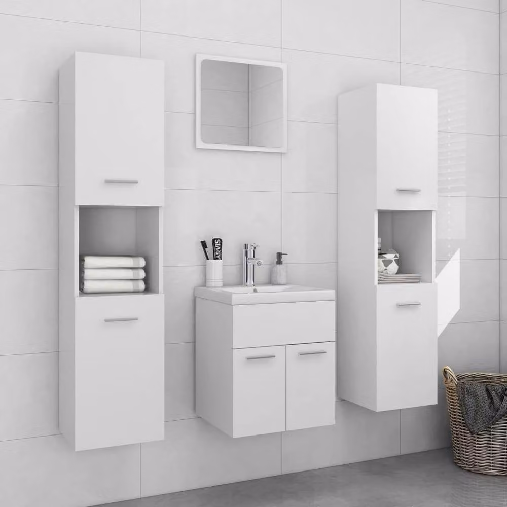 Berkfield Home Full Bathroom Furniture Set in White Matt Engineered Wood – 1