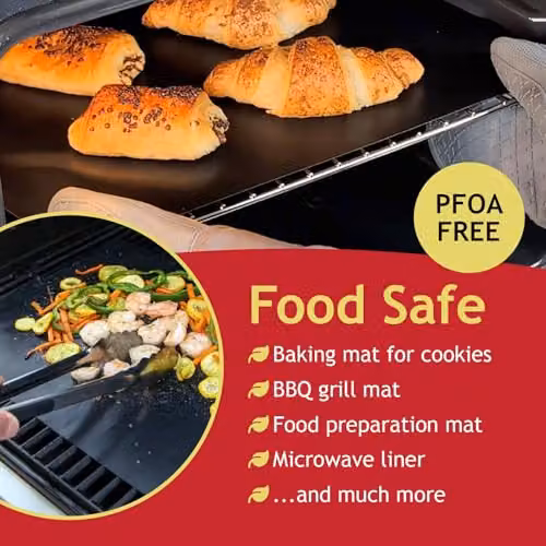 SPARES2GO Non Stick Universal Teflon Oven Liners, Black, W 50 cm x D 40 cm (Pack of 2) – 7