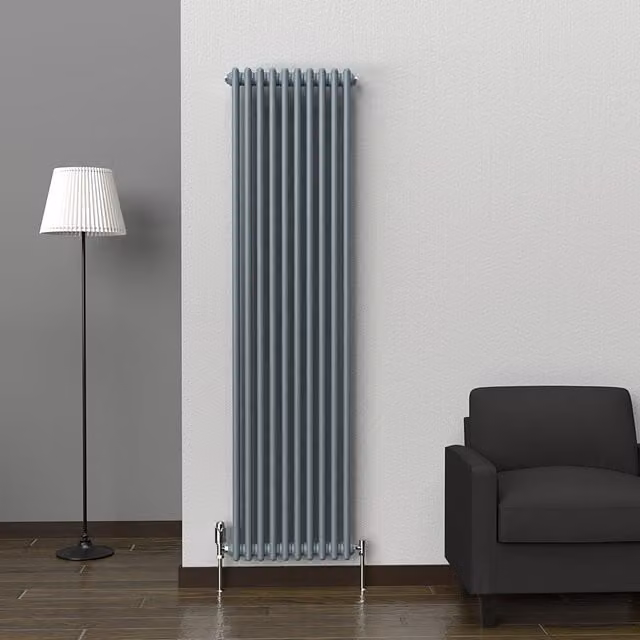 Lux Heat Vertical Coloured Column Radiator in Pebble Grey, H 180 cm x W 47 cm