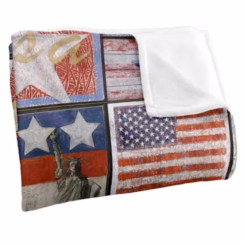 JQ Licensing Patriotic Pattern Silky Touch Super Soft Fleece Throw Blanket, White, W/D/H: 152 x 127 cm – 2