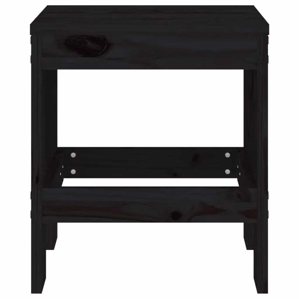 Berkfield Home Set of 2 Black Rustic Garden Stools in Solid Pine Wood, W/D/H: 40 x 36 x 45 cm – 4