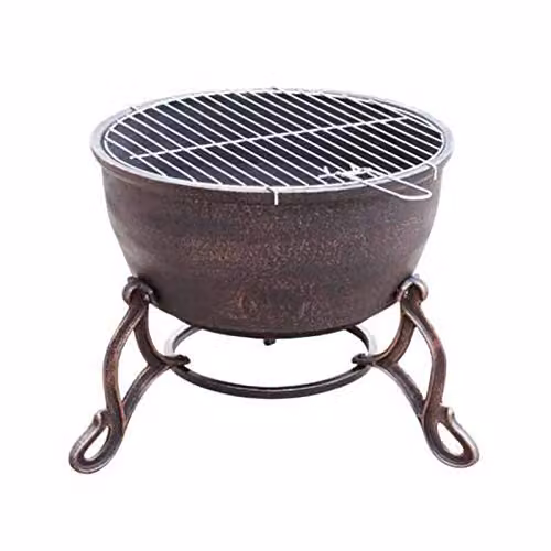Gardeco Elidir Cast Iron Fire Bowl, Bronze, W: 45 cm, D: 45 cm, H: 47.5 cm