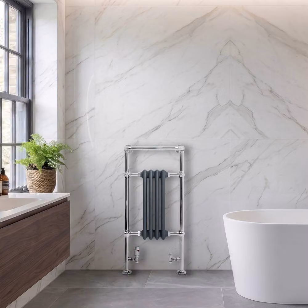 Monstershop Traditional Heated Towel Rail Radiator in Anthracite Grey, W/H: 48.0 x 95.0 cm – 2