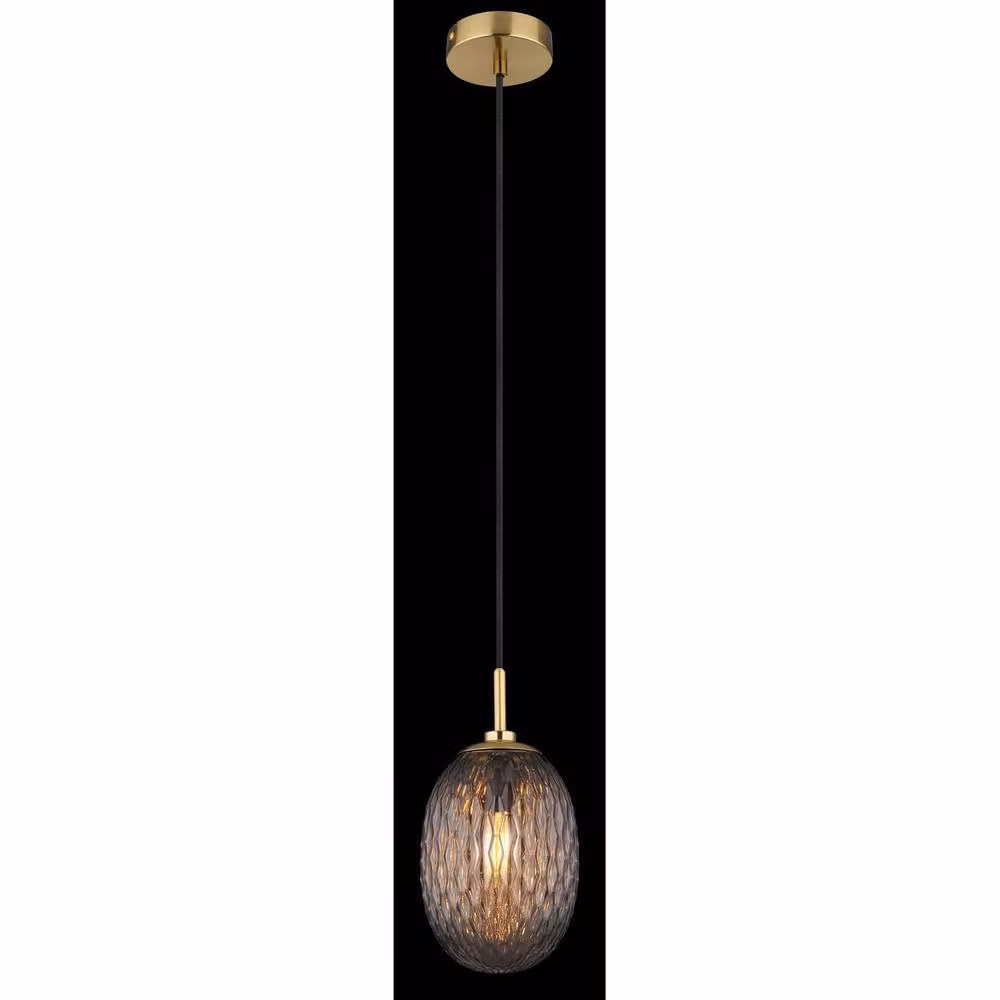 Netlighting Devin Globe Pendant Light in Gold/Brass with Smoke Glass Shade, E14 – 2