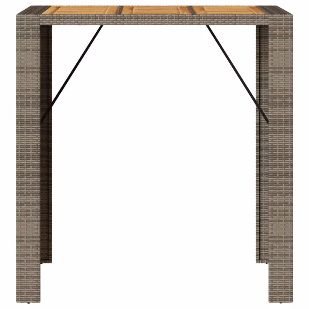 Berkfield Home Garden Bar Table with Acacia Wood Top and Grey Poly Rattan, W: 105 cm, D: 80 cm, H: 110 cm – 4