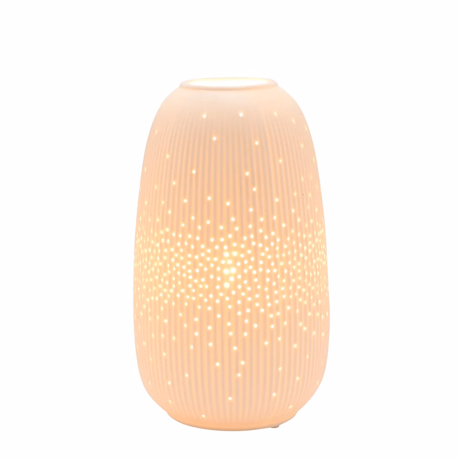 Hestia White Short Ribbed Ceramic Table Lamp – 2