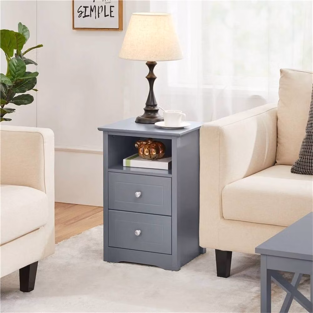 KORVIXA Modern Grey Nightstand and Sofa Side End Table Cabinet, W/D/H: 100 x 100 x 60 cm – 3