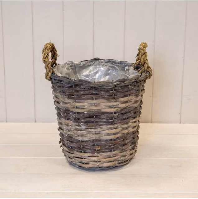 KDMD Sturdy Split Willow Round Basket with Handles, Brown
