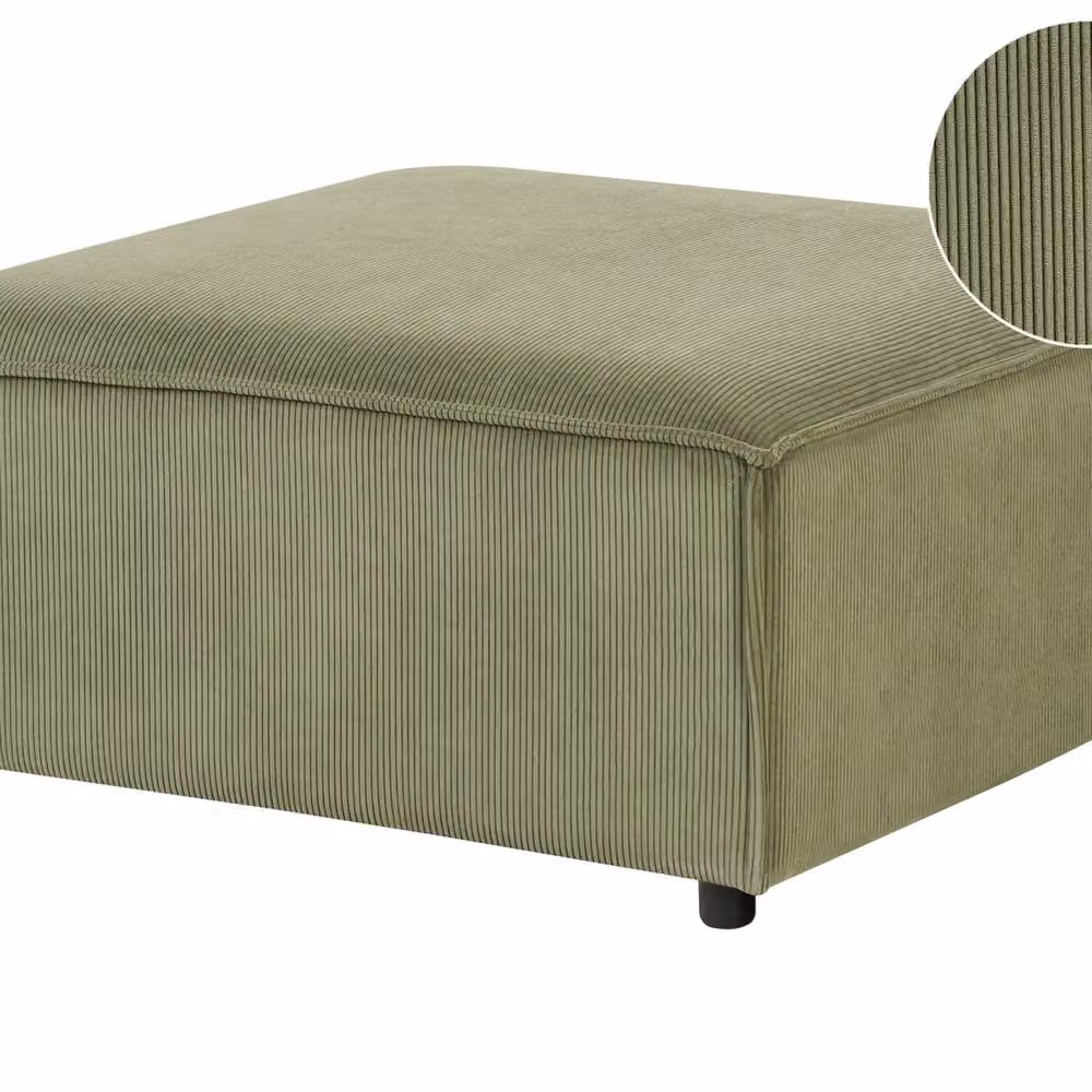 Wyld and Coco Green Cord Modular Ottoman Footstool with Black Metal Legs – 2