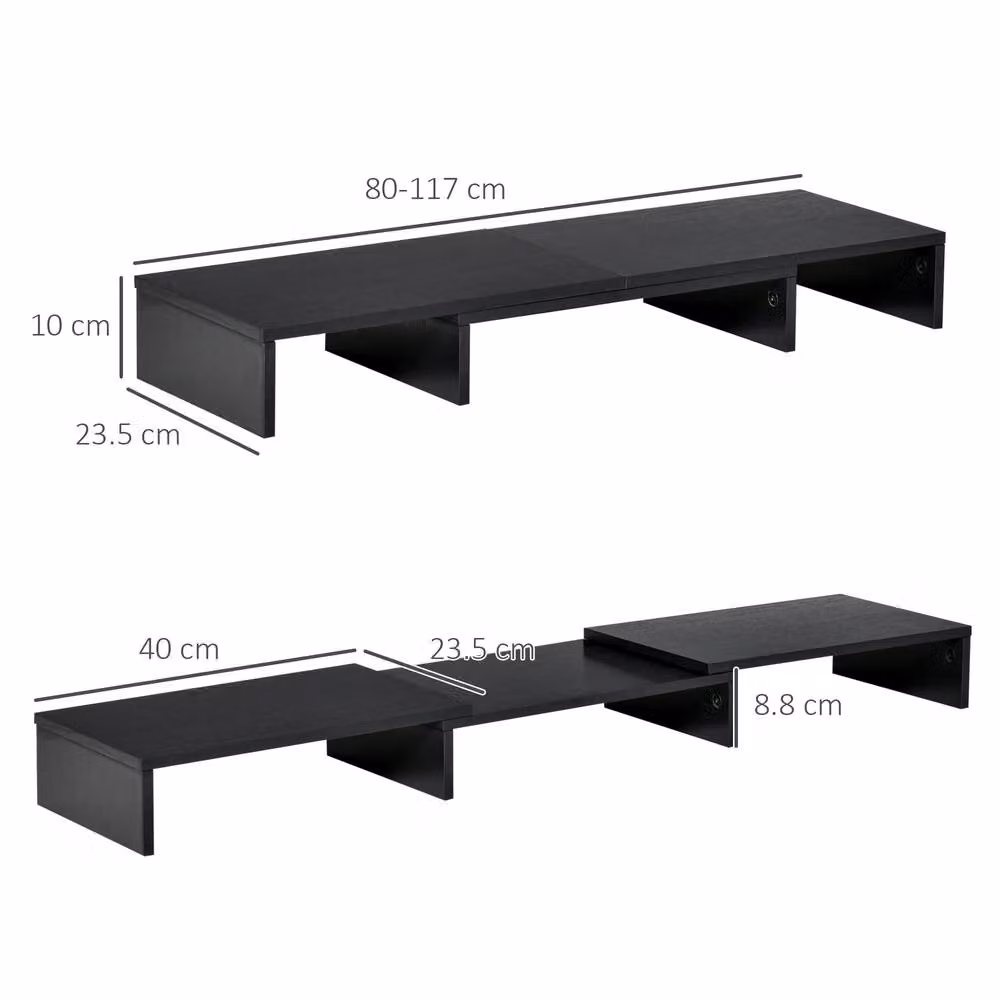 STILVORA Monitor Stand with Adjustable Length and Storage in Black – 3