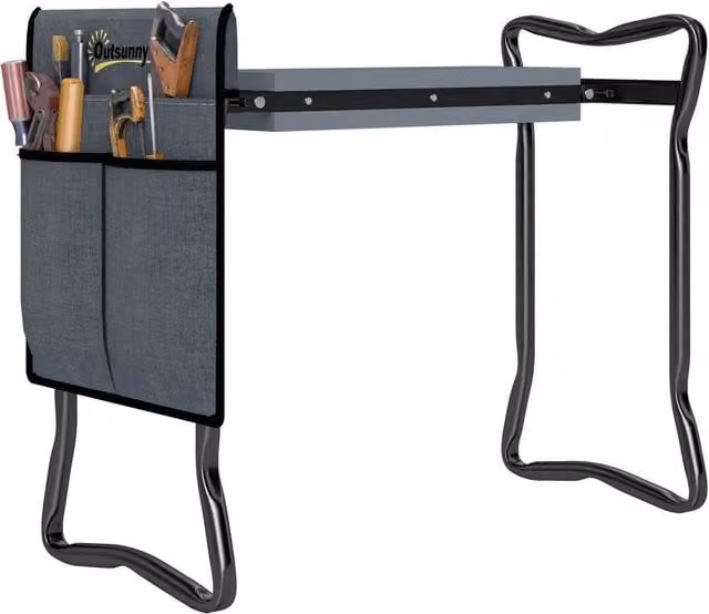 Kelvenix Foldable Garden Kneeler and Seat Bench in Black