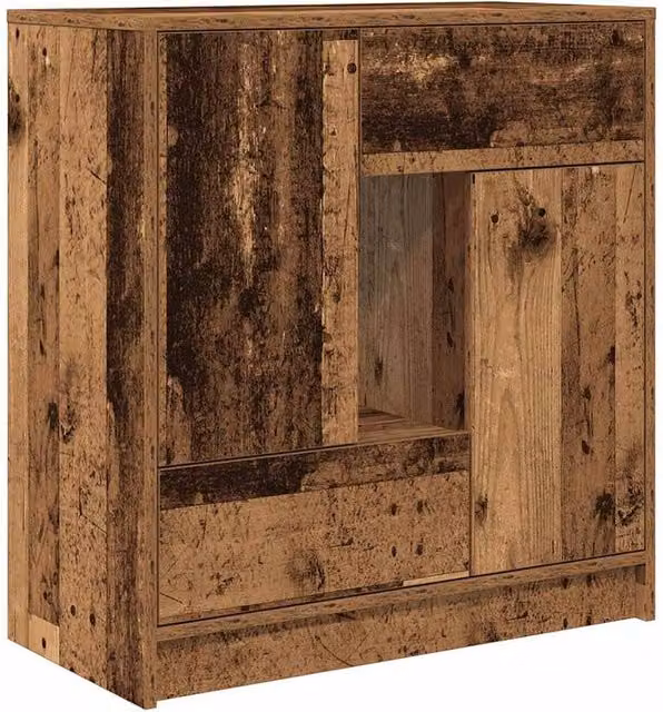 Berkfield Home Rustic Old Wood Sideboard with Drawers and Doors in Brown W/D/H: 70.5 x 34 x 74.5 cm – 1