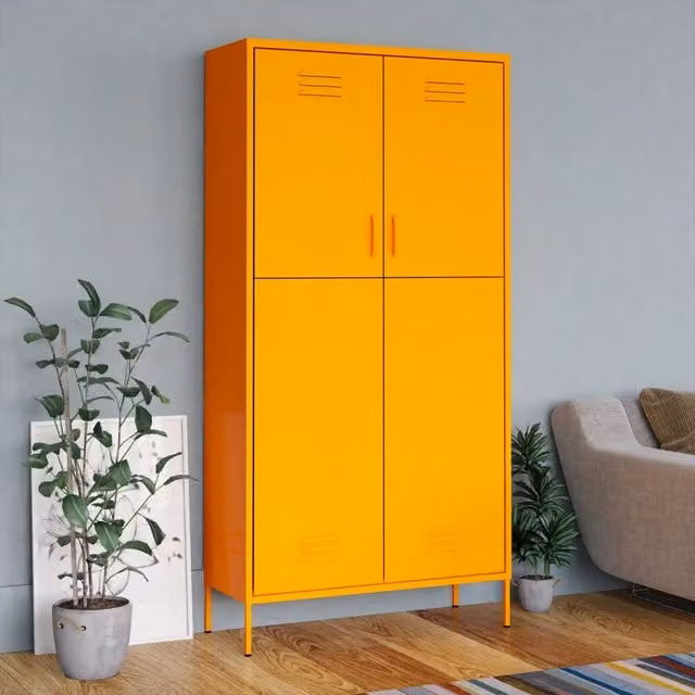 Berkfield Home Mustard Yellow Metal Wardrobe W/D/H: 90 x 50 x 180 cm – 1