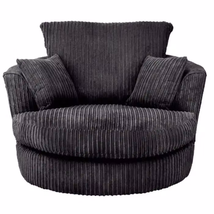 SquareBoxx Lennox Black Fabric Swivel Tub Chair with Armrests – 2
