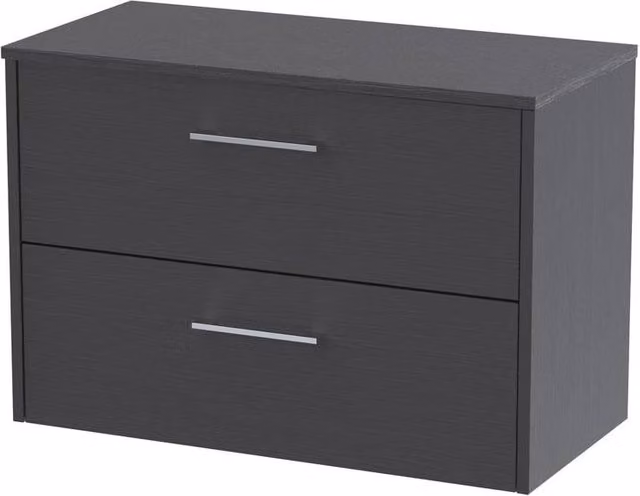 Balterley Winshill 2 Drawer Wall Hung Vanity Unit in Dark Grey Woodgrain, Width: 80 cm