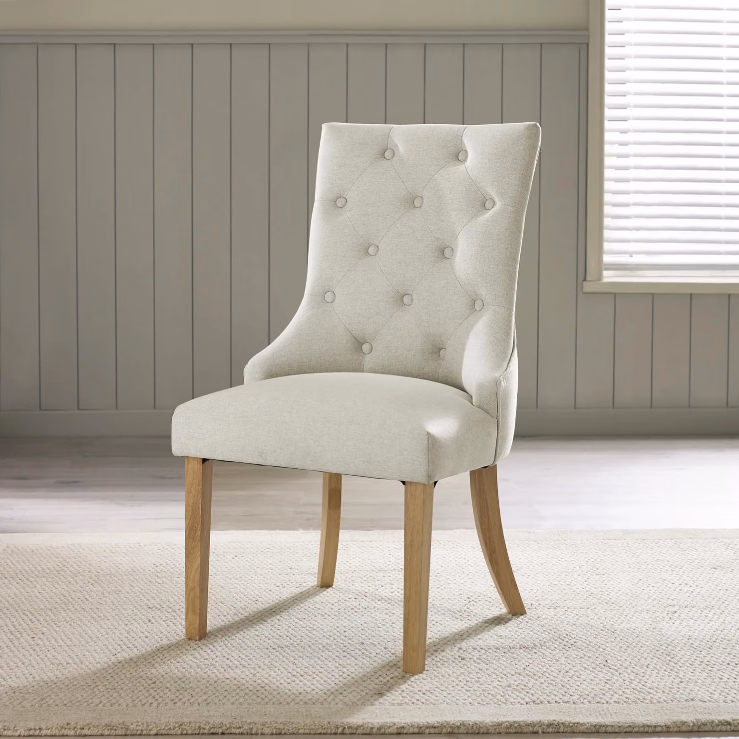 FurnitureboxUK Padstow Round Extendable Rubberwood Dining Table and 6 Beige Chairs Set – 2