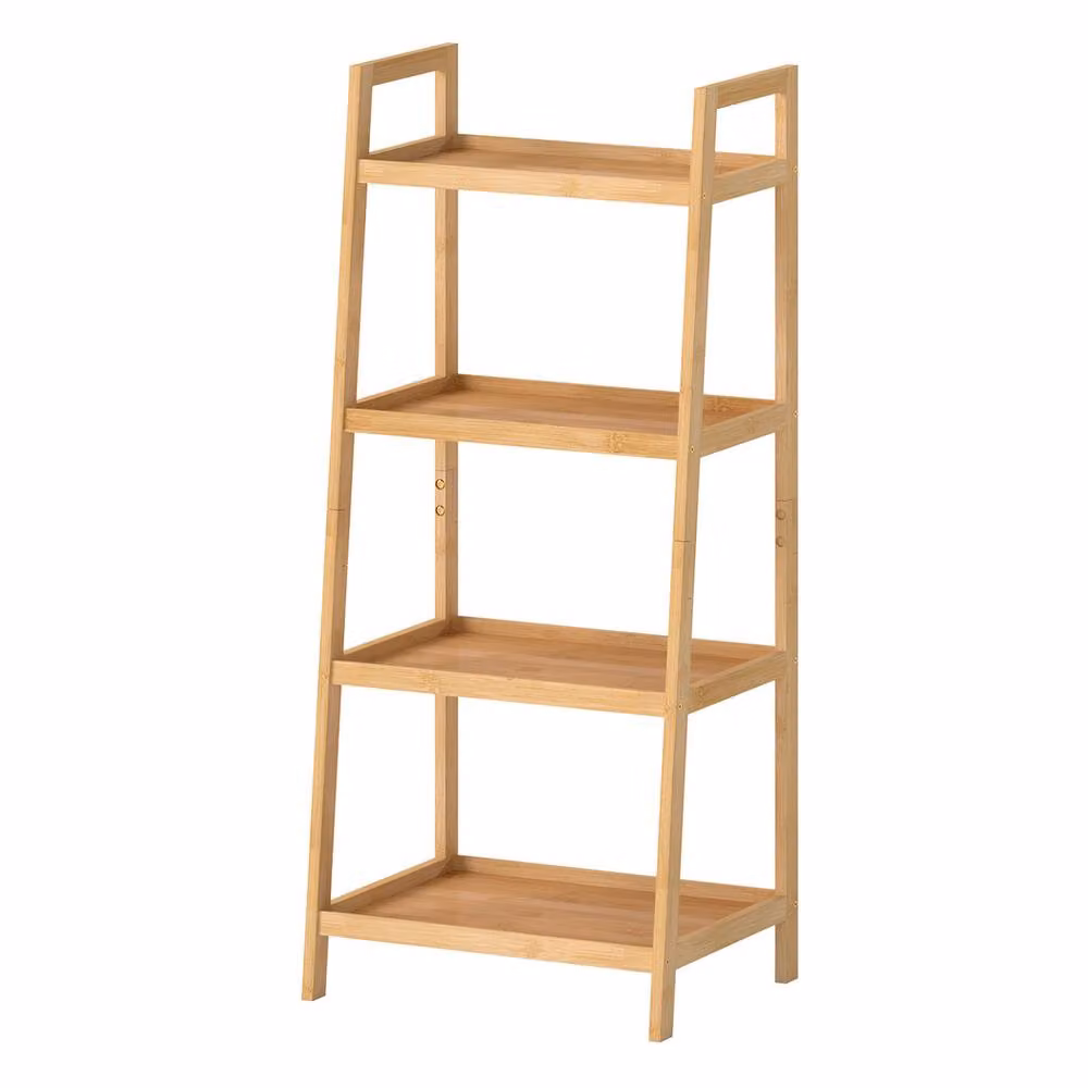 Levede 4 Tier Corner Bamboo Bathroom and Kitchen Storage Shelves in Natural Wood – 2