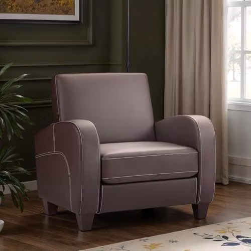 Julian Bowen Vivo Armchair in Brown Faux Leather with Solid Wood Frame – 2