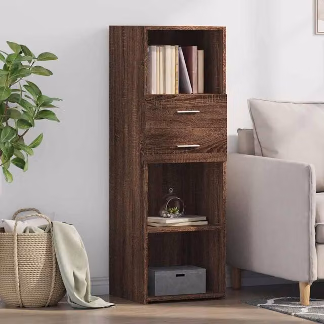 Berkfield Home Modern Highboard in Brown Oak, W/D/H: 40 x 42.5 x 124 cm