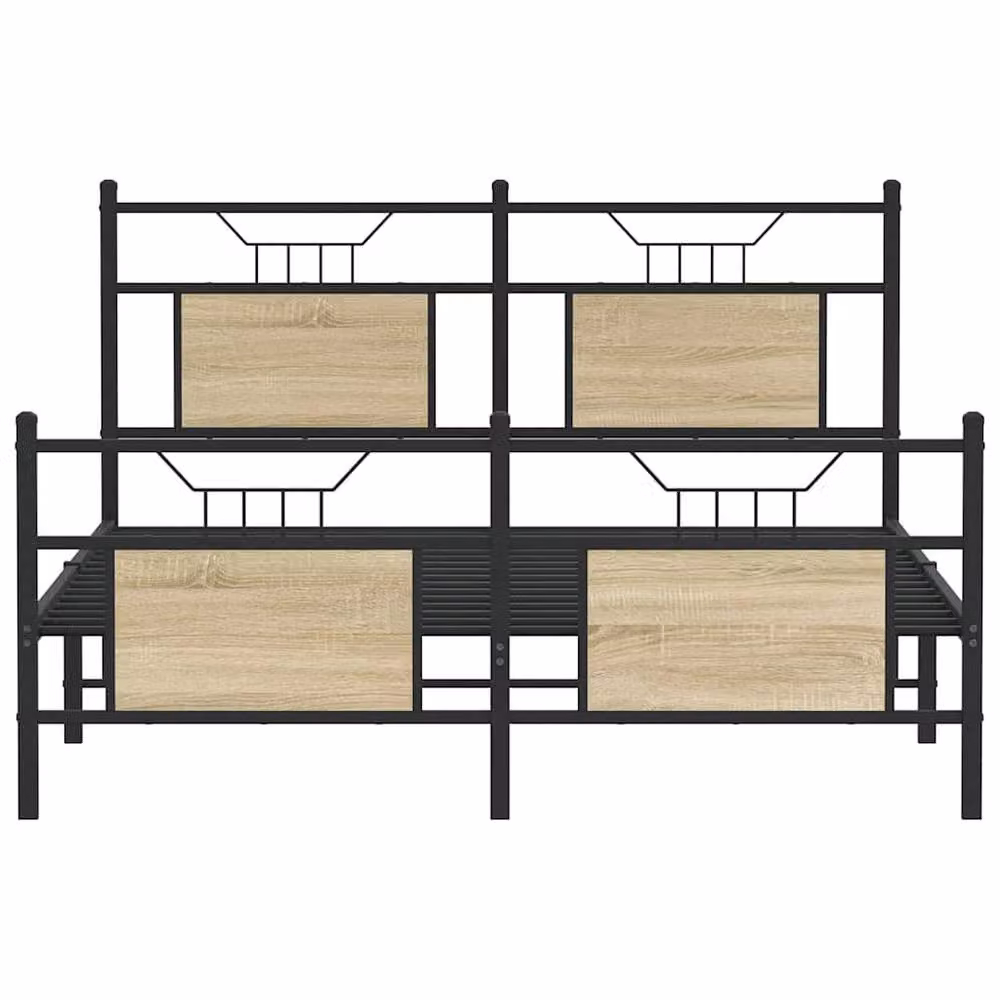 Berkfield Home Sonoma Oak Bed Frame in Black, W/D/H: 140 x 190 cm – 3