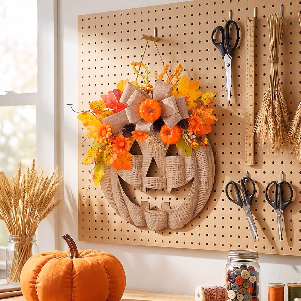 Quipulse Pumpkin Jack O Lantern Fall Hanging Door Decor in Orange and Multicolour – 2