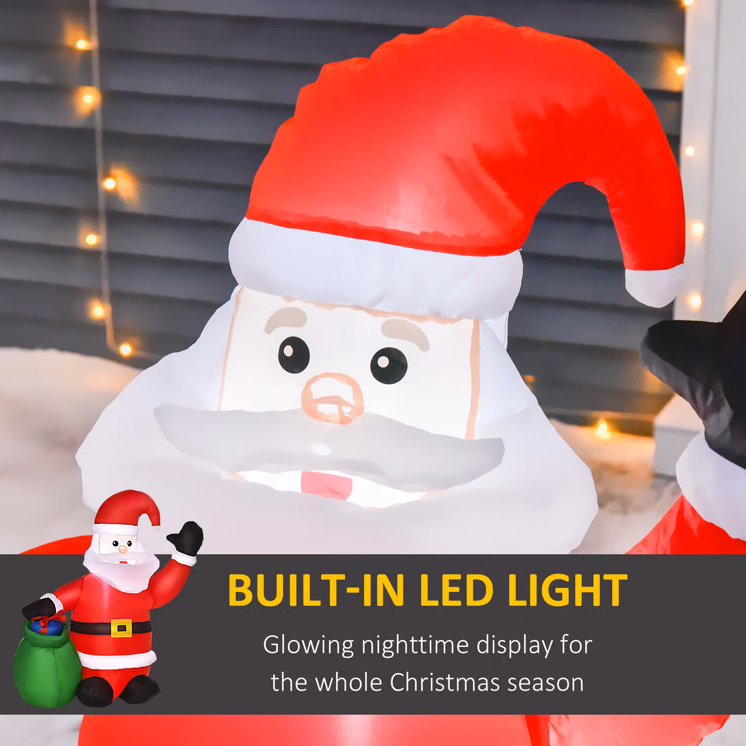 HOMCOM Inflatable Christmas Santa Claus Decoration with LED Lights, Red, Height: 120 cm – 4